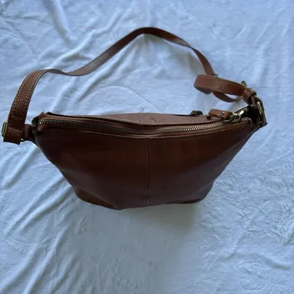 STEVEN Steve Madden 100% Pebbled Leather Crossbody Bag Brown - Picture 12 of 13